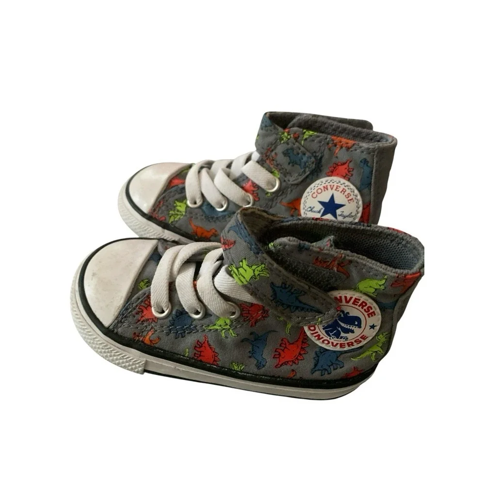 Converse Chuck Taylor All-Star Gray Dinoverse High Top Sneaker Shoes Infant Sz 5